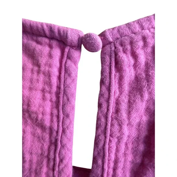 Pink Cotton Gauze Tiered Babydoll Mini Dress Size L | Universal Thread Coastal - Picture 6 of 8